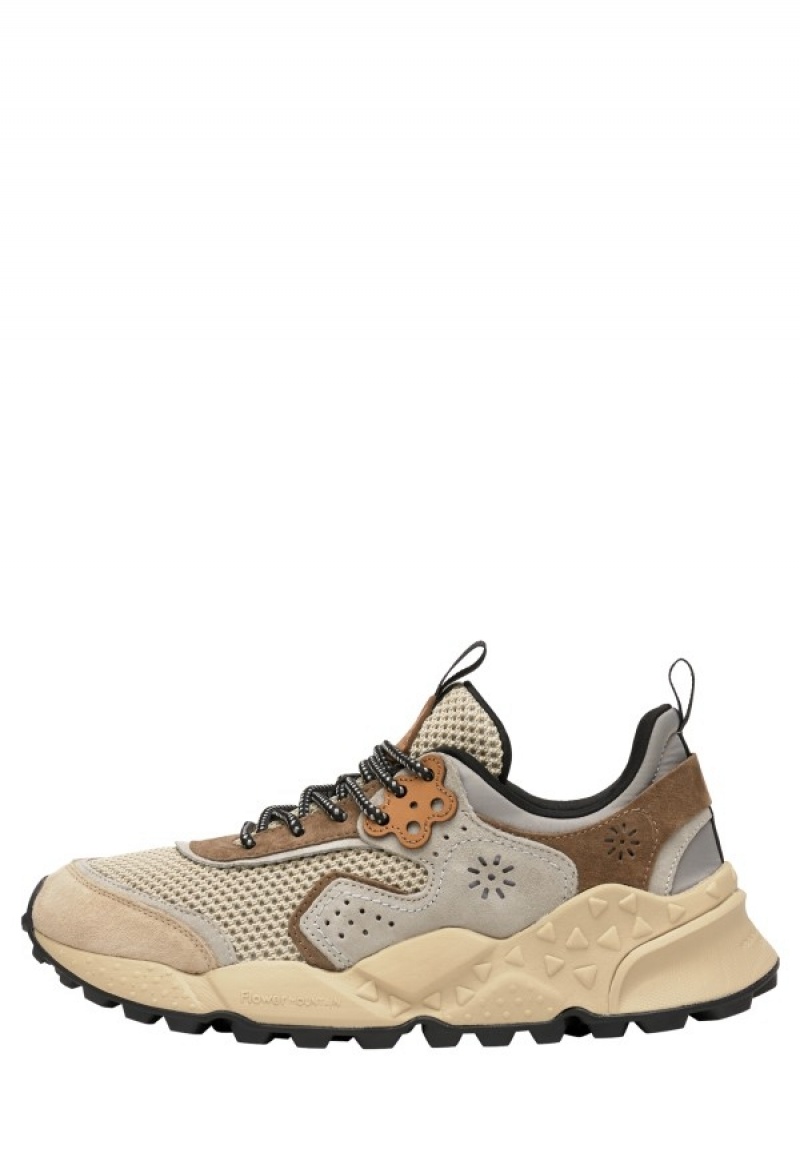 Grey Beige Flower Mountain Kotetsu Men\'s Sneakers | UAG309OR