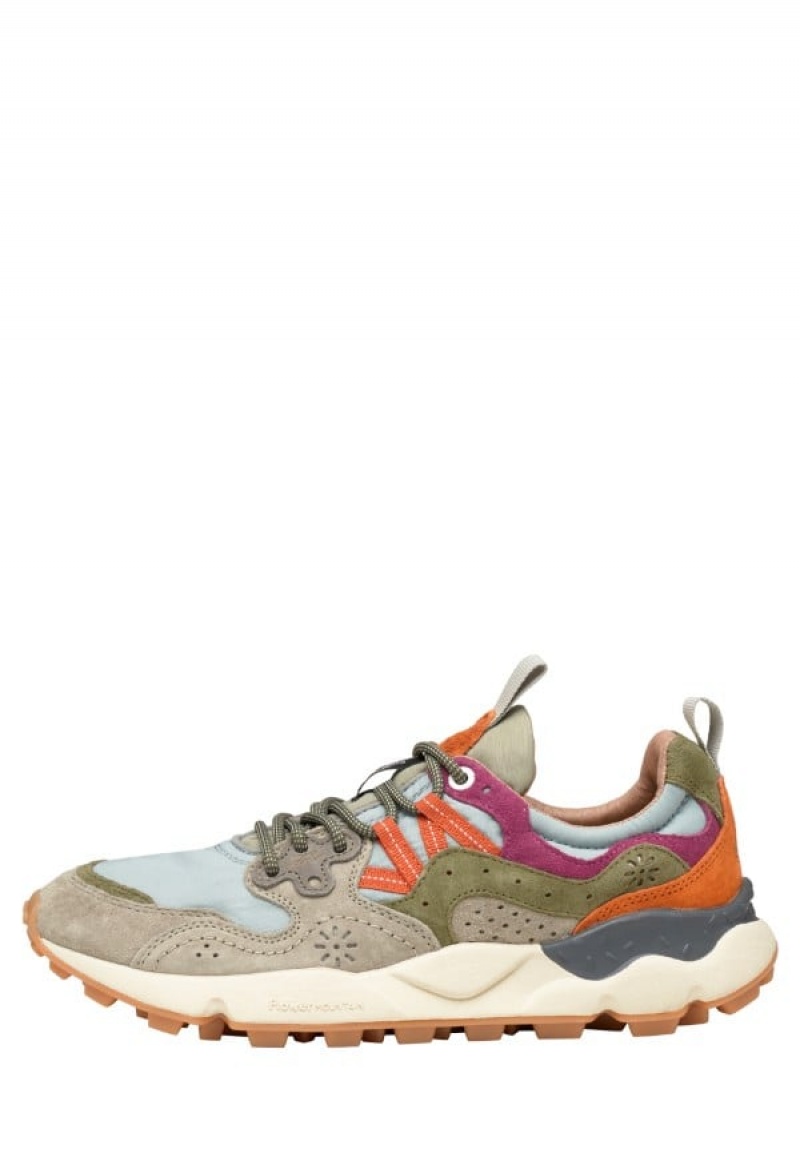 Grey Light Blue Flower Mountain Yamano 3 Uni Women\'s Sneakers | MPB756OI