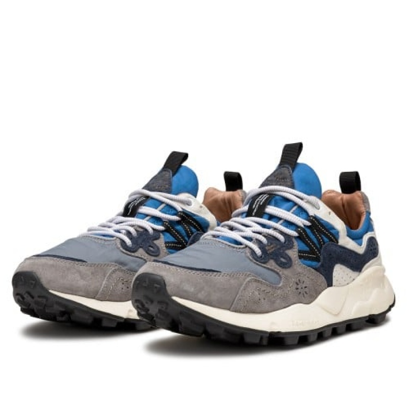 Grey Navy Blue Flower Mountain Yamano 3 Men's Sneakers | AKV5149OZ